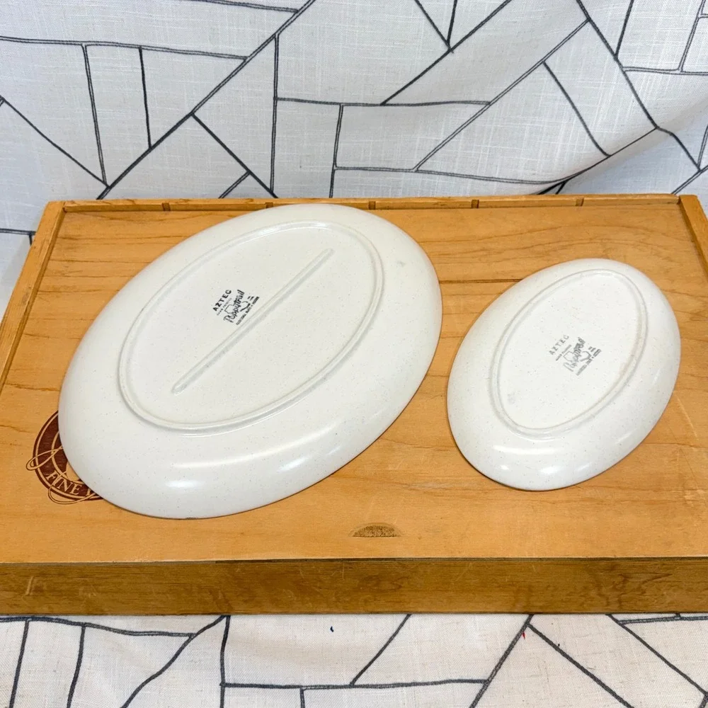 Metlox Poppytrail Aztec Poppy MCM Oval‎ Platter & Serving Dish Set California